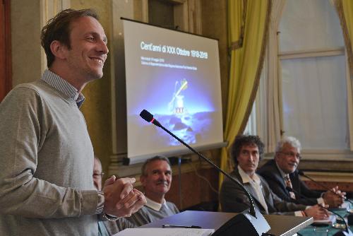 Il governatore del Fvg Massimiliano Fedriga interviene alla presentazione del libro per il centenario della società "XXX Ottobre"